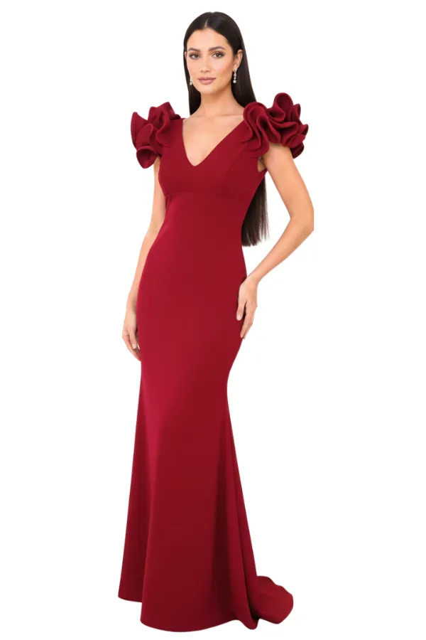 Sarina vino tinto dress - Alquiler de vestido para Matrimonio en Bogotá - Click2Dress - Vista 1