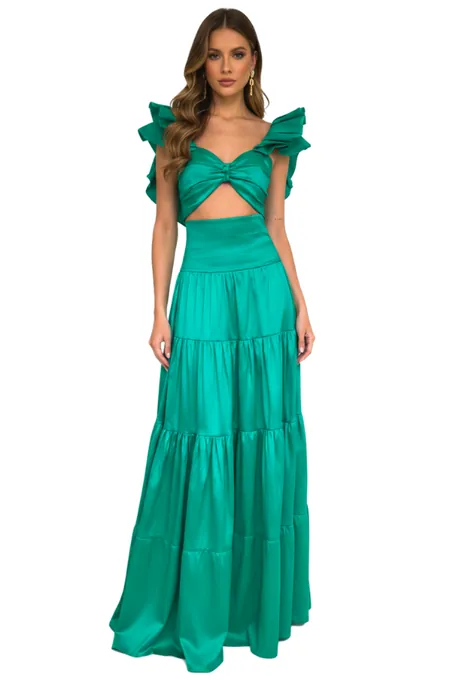 Nur Green Skirt - Alquiler de vestido para Matrimonio en Bogotá - Click2Dress