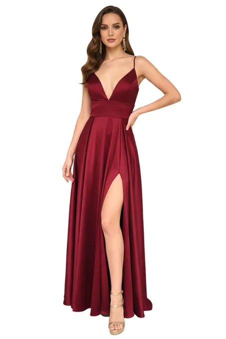 Cleo Vino Tinto Dress - Alquiler de vestido para Matrimonio en Bogotá - Click2Dress