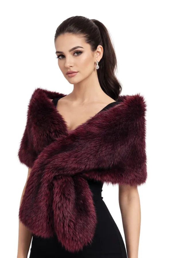 Piel vino tinto  Ref Cobo - Alquiler de vestido para Estolas en Bogotá - Click2Dress - Vista 1