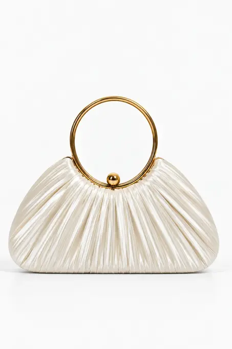 Sobre Plisse Beige - Alquiler de vestido para Carteras en Bogotá - Click2Dress