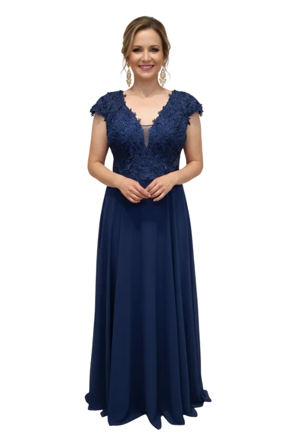 Casilda Blue Dress - Alquiler de vestido para Mama de la Novi@ en Bogotá - Click2Dress - Vista 1
