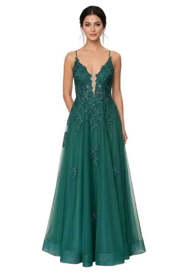 Juana Green Dress  - Alquiler de vestido para Fiesta Quince en Bogotá - Click2Dress - Vista 1