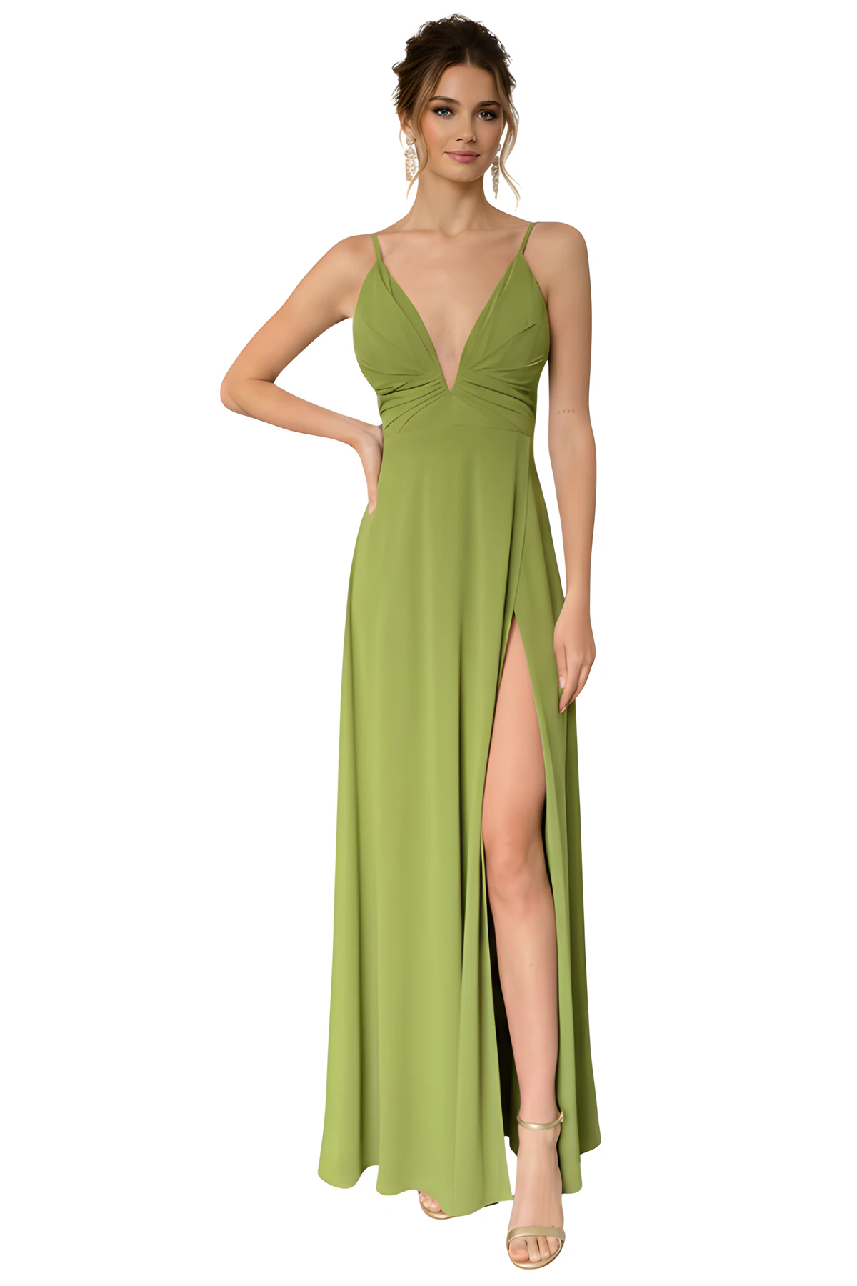 Paloma Pistacho Dress - Alquiler de vestido para Ocasión en Bogotá - Click2Dress - Vista 1