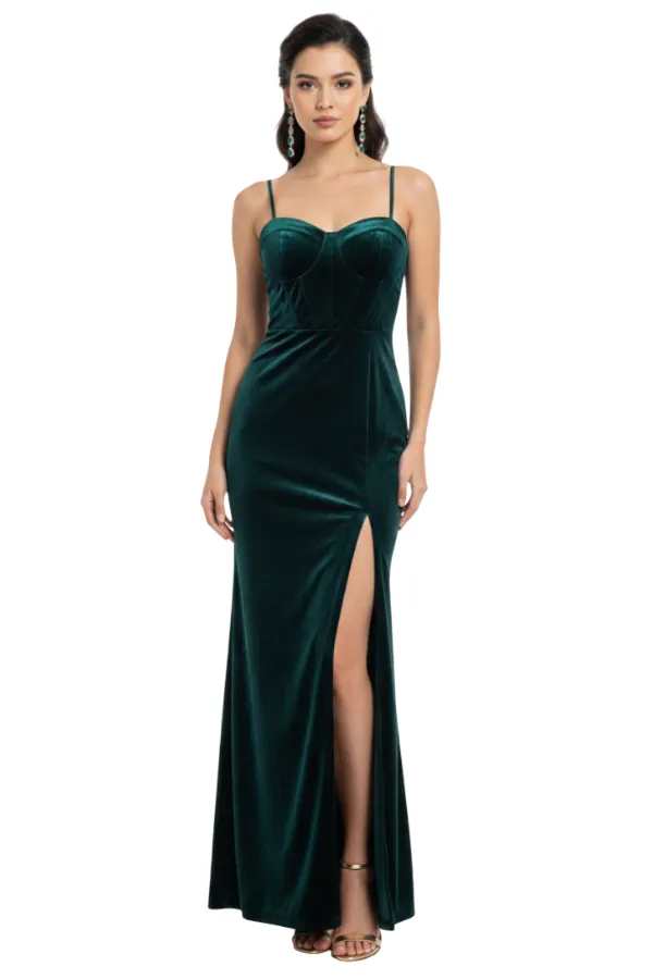 Fuenteventura Velvet Green  - Alquiler de vestido para Matrimonio en Bogotá - Click2Dress - Vista 1